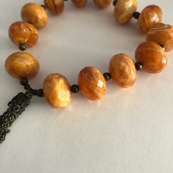 Vintage Beaded Bracelet with Tassel. Butterscotch like beads - Picture 5 of 5